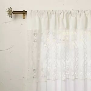 2!!!50"x95" Sheer Banded Geo Macrame Window Curtain Panel White - Opalhouse
